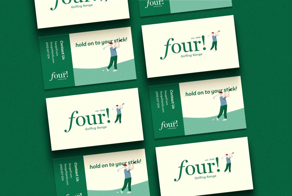 Four Golfing Range business cards