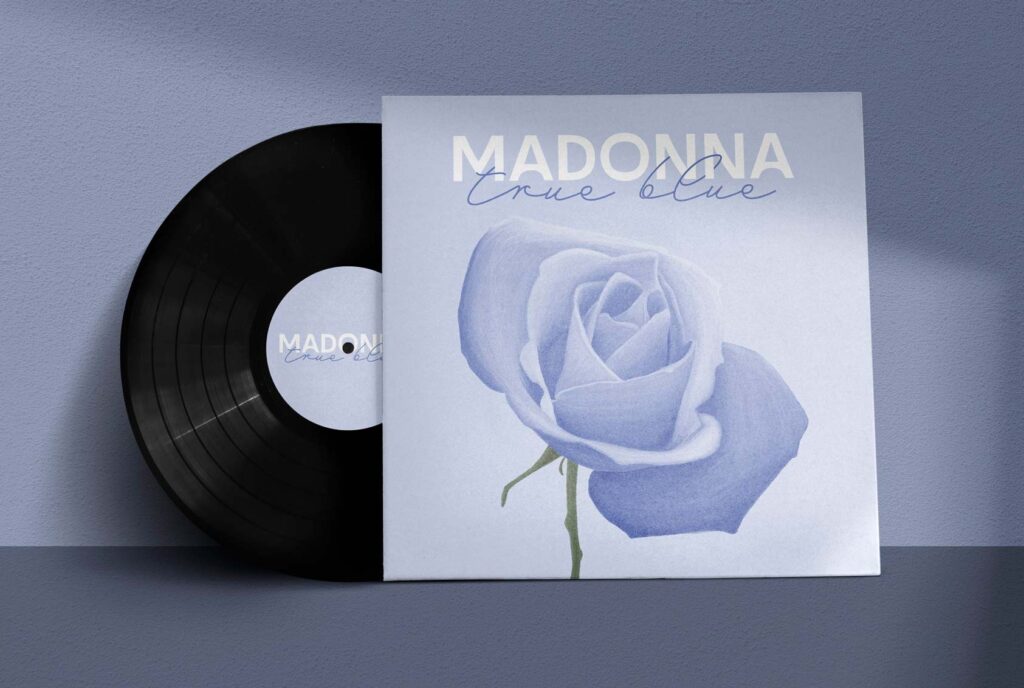 Madonna True Blue Album cover Front. Blue Rose illustration